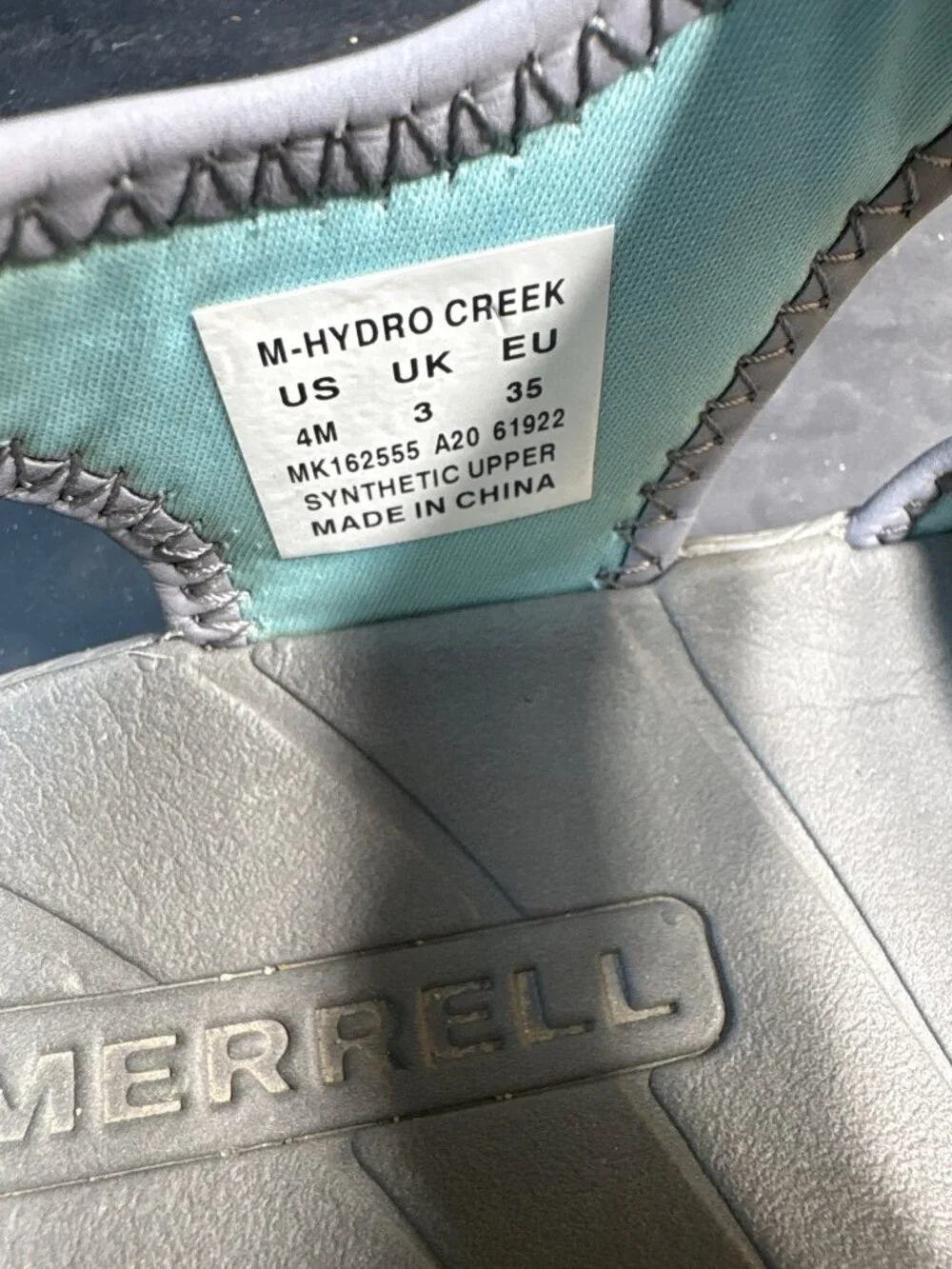 Merrell M-Hydro Creek Unisex Kids Sandals MK162555 Youth Size US 4M Grey Blue